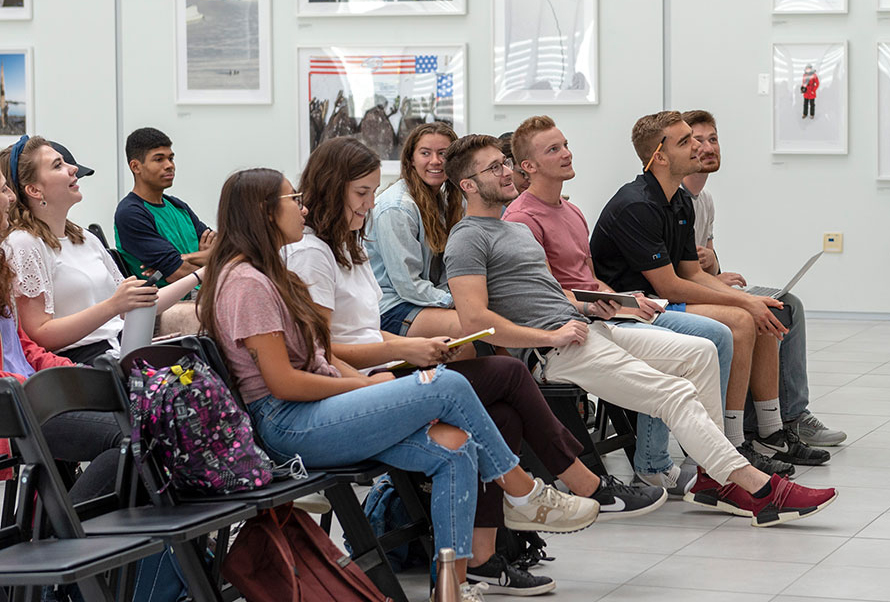 students sitting in an event