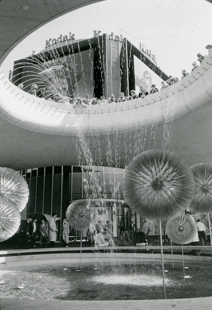 1964 Worlds Fair Kodak Pavillion with Dandelions installed outside
