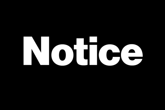 "notice" in white text on a black background