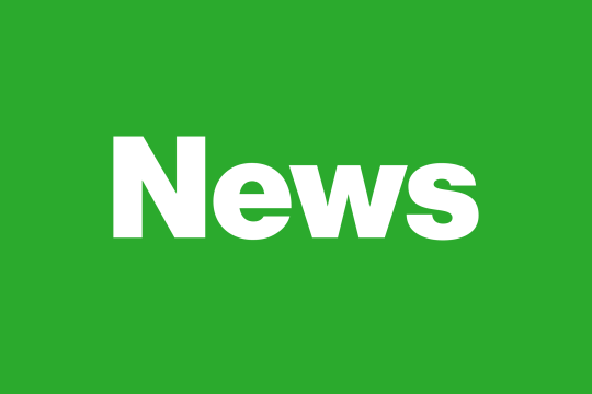 The word "News" in white bold sans-serif font on a solid bright green background. 