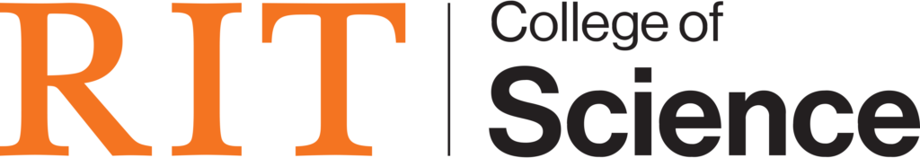 RIT College of Science wordmark with large orange “RIT” lettering separated by a vertical line from the words “College of Science” in black.