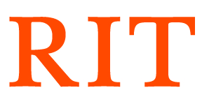 RIT logo - Orange letters on a white background.